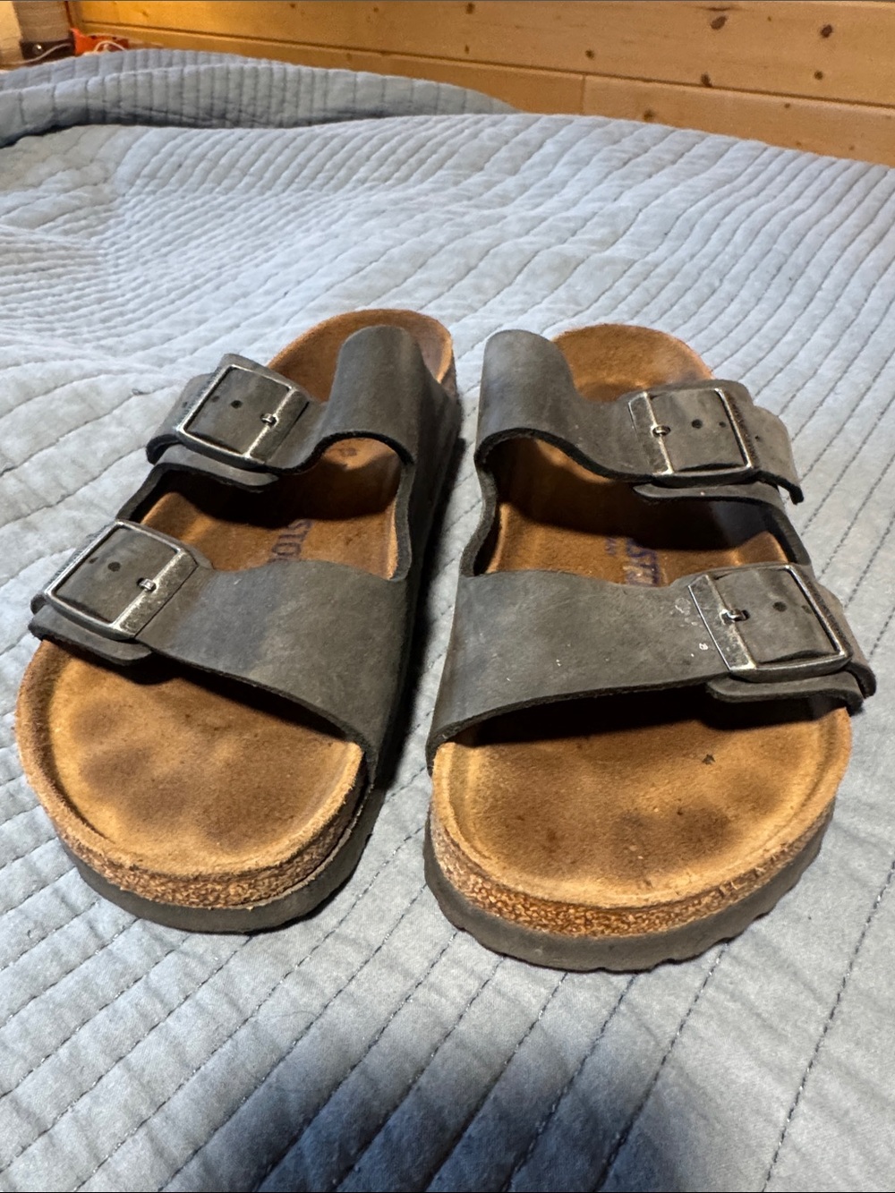 Birkenstock Women's Double Buckle Slide Sandals in Charcoal - Picture 2 of 6